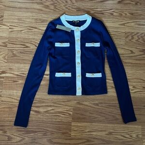 J.Crew Navy and White Cardigan